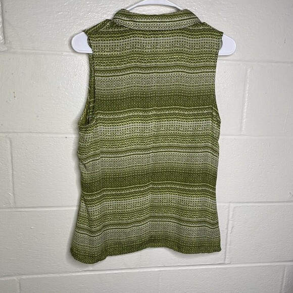 Brooks Brother silk Blouse Top Size 10 Green Button Down Sleeveless - Picture 2 of 7